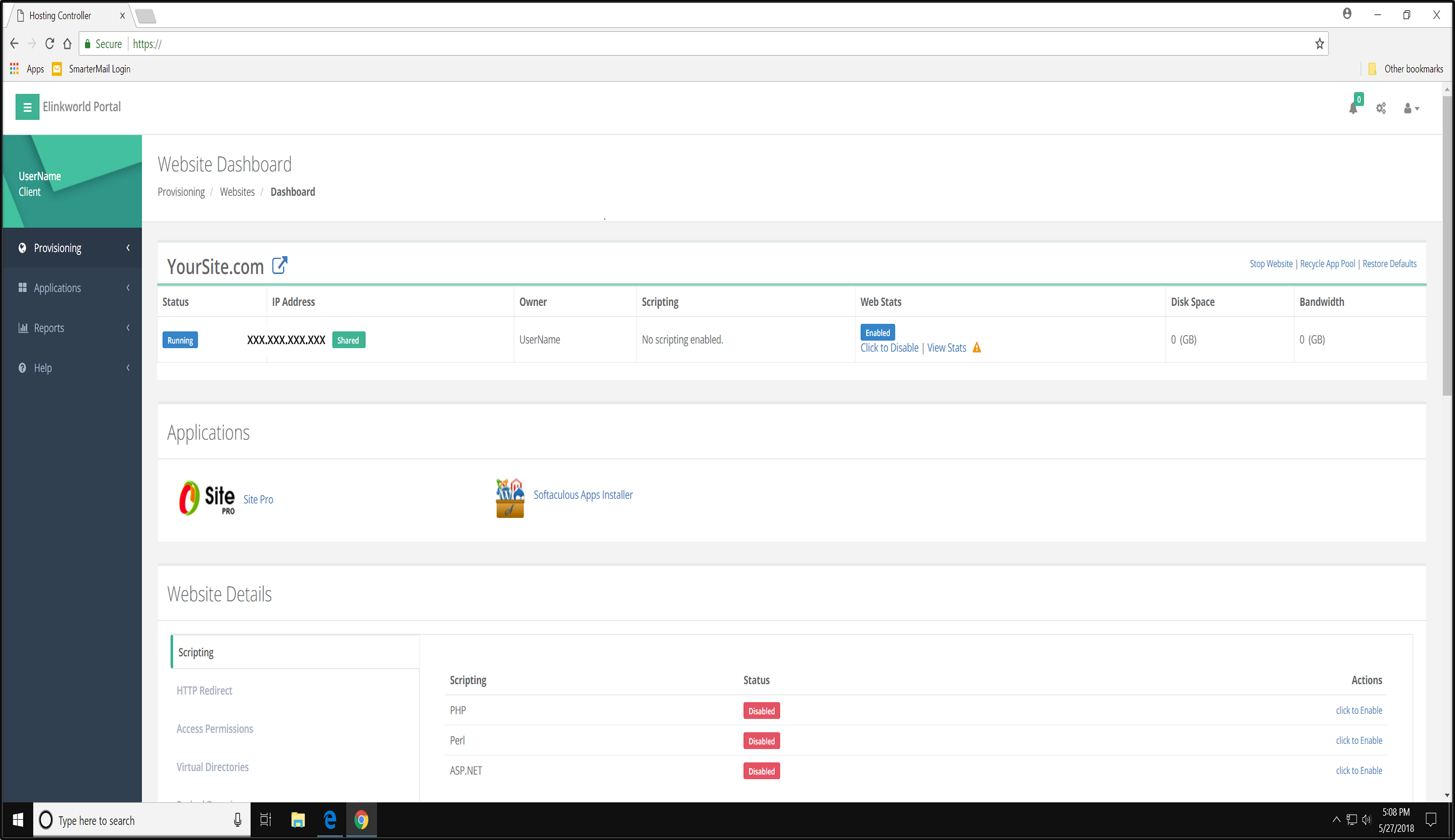 Hosting Controller control panel